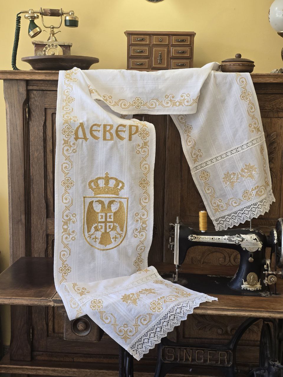 Peskir za devera, deverski peskir, peskir za vencanje